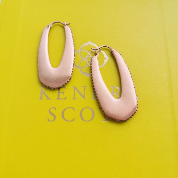 Kendra Scott Jewelry - Kendra Scott Adeline Rose Gold White Crystal Hoop Earrings New